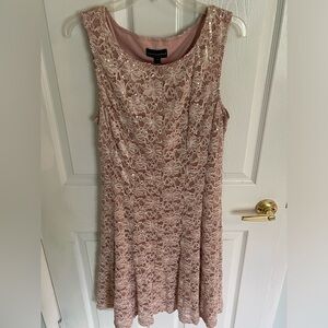 Connected apparel Dress sparkly flower peach color size 14